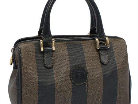 FENDI Pecan Canvas Mini Boston Bag Black Brown  52490 Online now