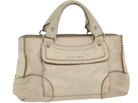 CELINE Boogie bag Hand Bag Leather Beige Silver bs16783 Online now