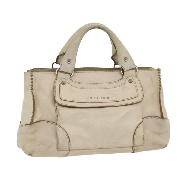 CELINE Boogie bag Hand Bag Leather Beige Silver bs16783 Online now