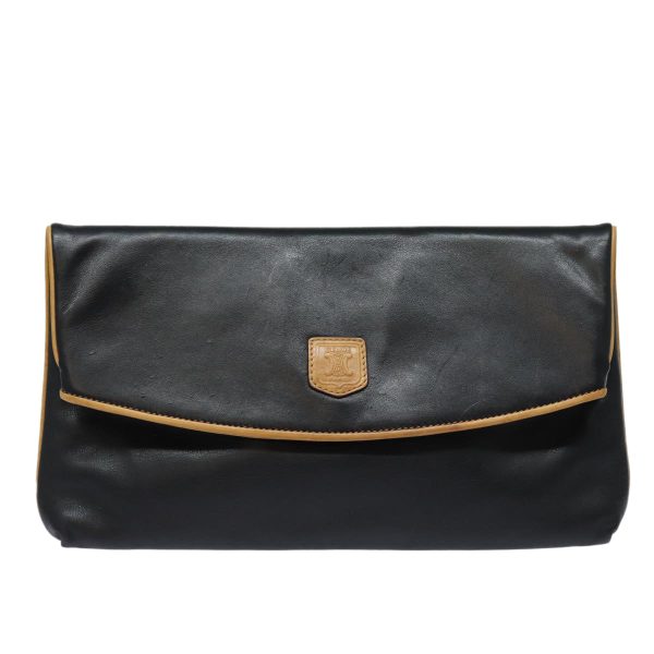 CELINE Clutch Bag Leather Black fm3562 Online now