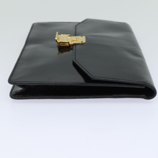 CELINE Clutch Bag Enamel Black 79686 For Cheap