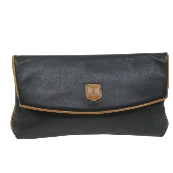 CELINE Clutch Bag Leather Black ep2747 on Sale