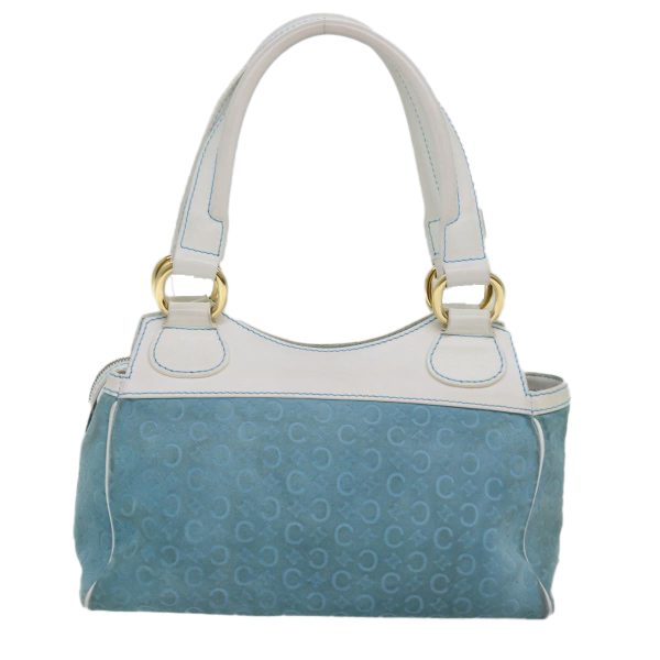 CELINE C Macadam Canvas Hand Bag Suede Light Blue 81050 For Sale