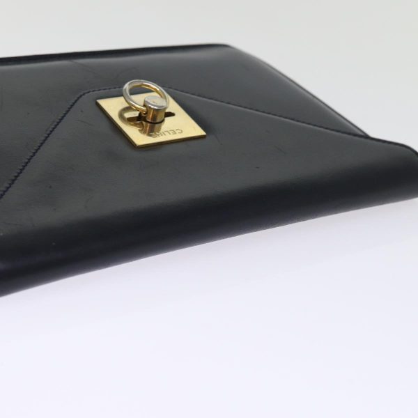 CELINE Clutch Bag Leather Black bs14709 Discount