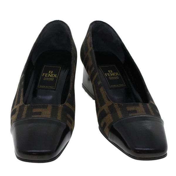 FENDI Zucca Canvas Pumps High Heels 34.5 Brown Black  ac2059 Online Hot Sale