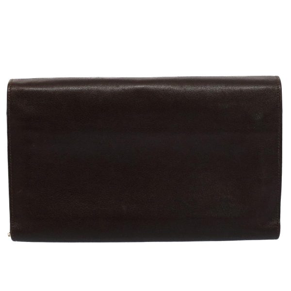 CELINE Horse Carriage Chain Wallet Leather Brown ar10223 Cheap