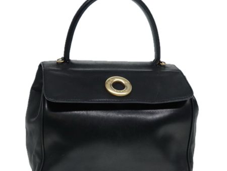 CELINE Hand Bag Leather Black Gold 90389 Fashion