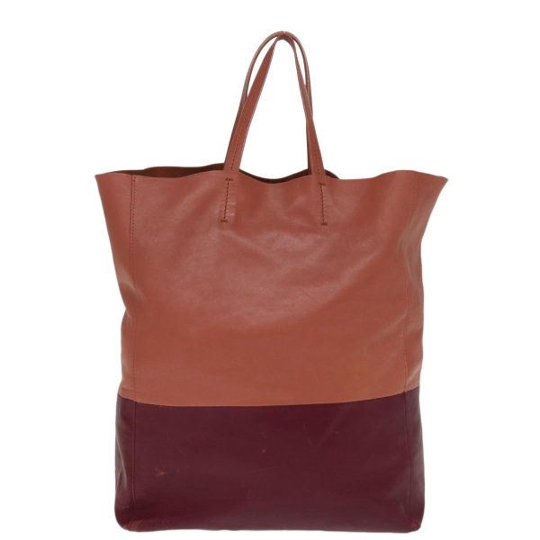 CELINE Horizontal Cabas Tote Bag Leather Bordeaux Orange ar11846 Supply