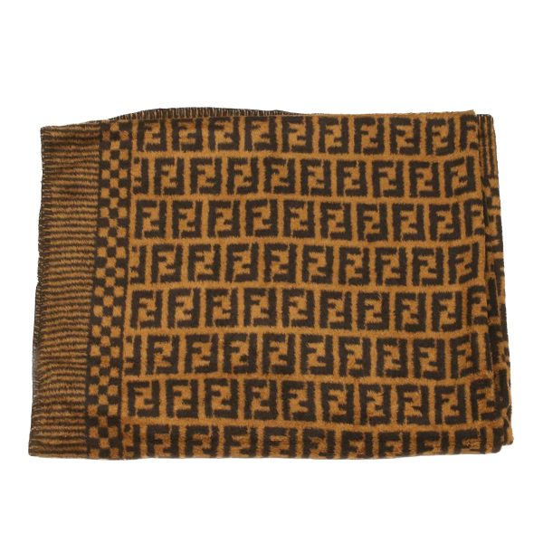 FENDI Zucca Canvas blanket cotton 137x220 Black Brown  bs4095 For Cheap