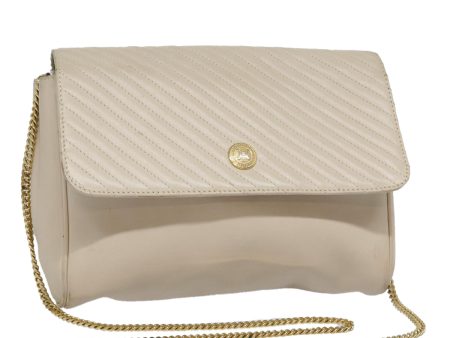 CELINE Chain Shoulder Bag Leather Beige Gold fm3837 Fashion