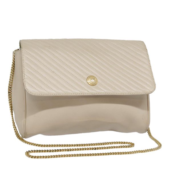 CELINE Chain Shoulder Bag Leather Beige Gold fm3837 Fashion