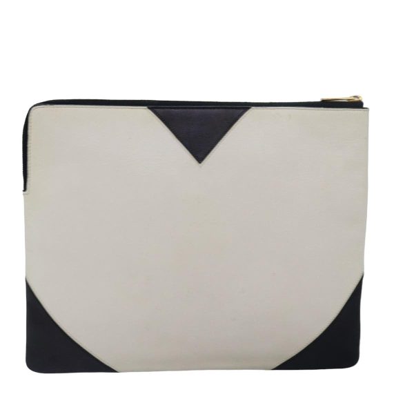 CELINE Clutch Bag Leather Black White yk13087 For Cheap