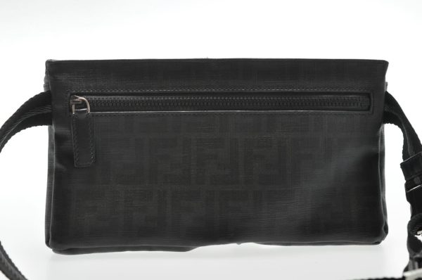 FENDI Zucca Leather Waist Bag Leather Black  am1321s Online