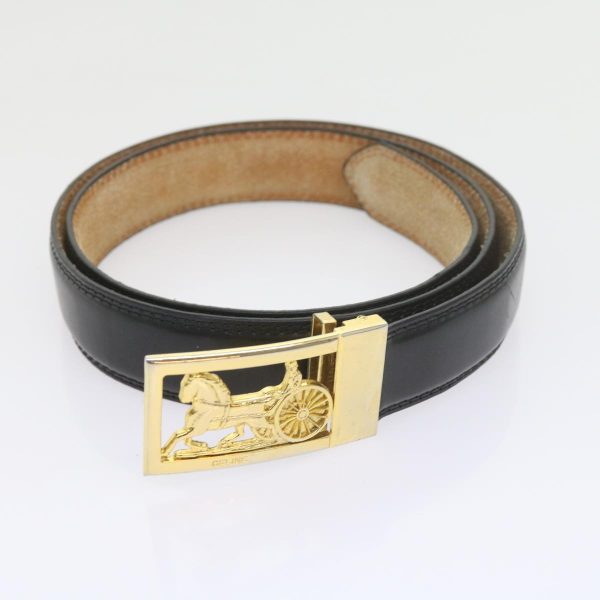 CELINE Horse Carriage Belt Leather 2Set Black bs9815 Hot on Sale