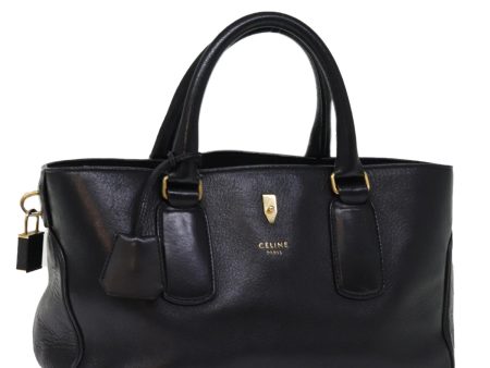 CELINE Hand Bag Leather Black 77383 Cheap