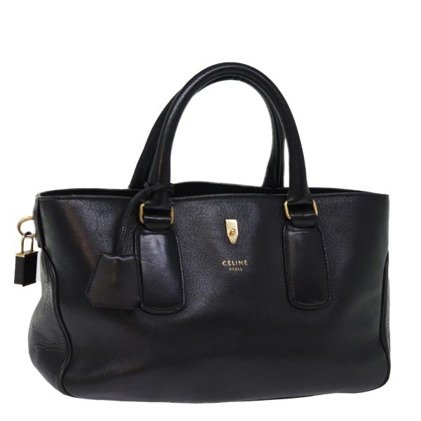 CELINE Hand Bag Leather Black 77383 Cheap