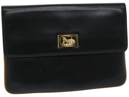 CELINE Clutch Bag Leather Black 67581 Supply