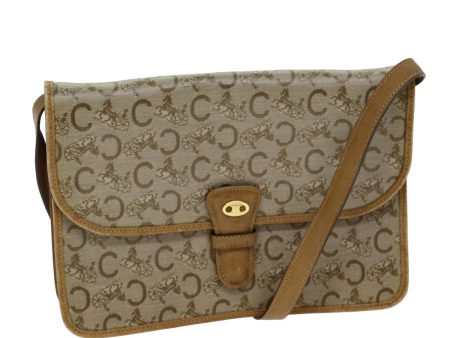 CELINE C Macadam Canvas Shoulder Bag Beige 74866 For Sale