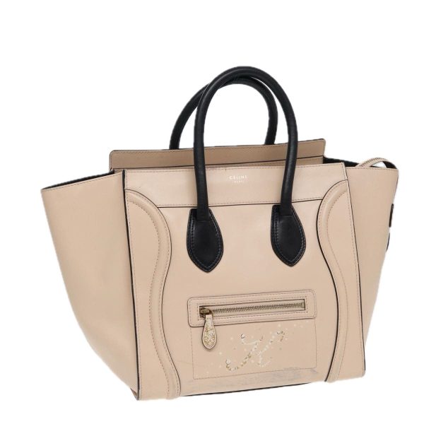 CELINE Luggage Mini Shopper Hand Bag Leather Beige ar12490 Online Hot Sale