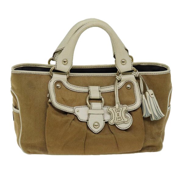 CELINE Hand Bag Canvas Beige 72145 Fashion