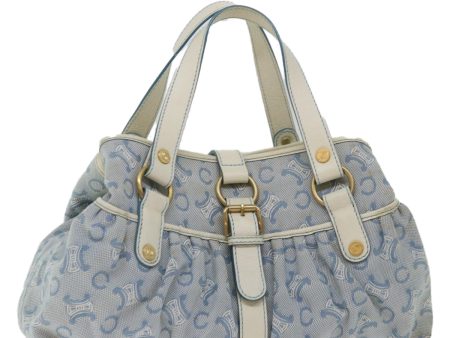 CELINE C Macadam Canvas Hand Bag Light Blue 70598 For Sale