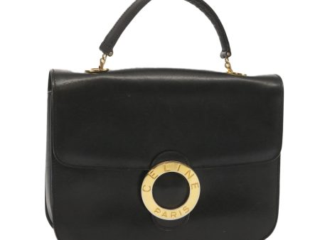 CELINE Circle Hand Bag Leather Black bs12765 For Sale