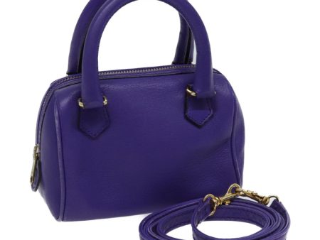 CELINE Hand Bag Leather 2way Purple 69720 For Discount