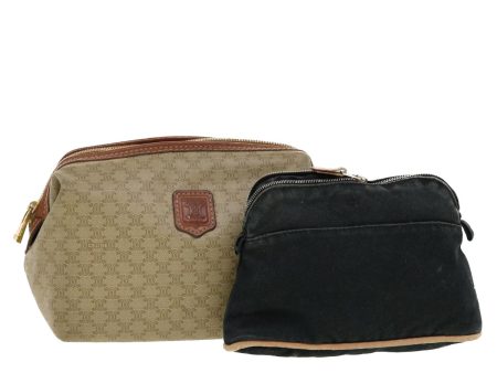 CELINE Hermes Clutch Pouch Canvas 2Set Beige Black yk6757B Online Hot Sale