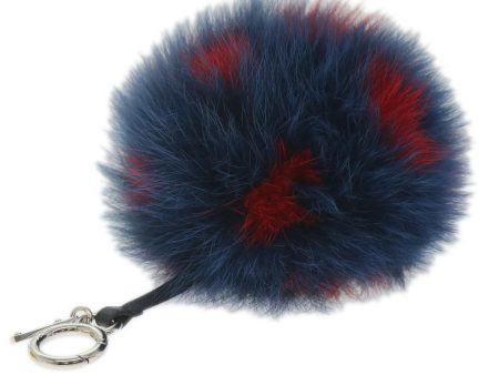 FENDI Pom Pom Charm Fur Red Navy  ac2313 For Sale