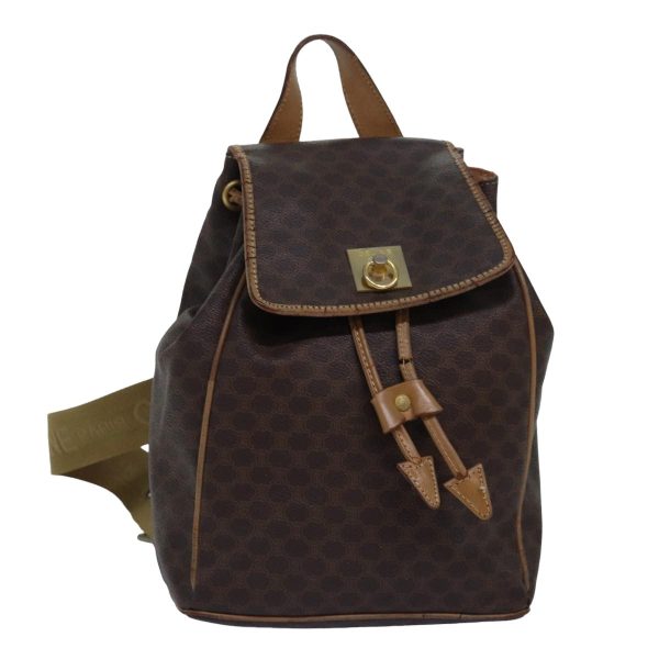 CELINE Macadam Canvas Backpack PVC Brown hk1383 on Sale