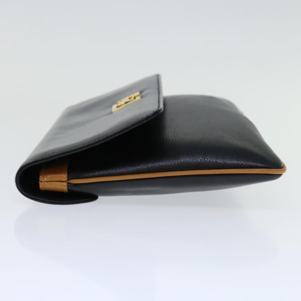 CELINE Clutch Bag Leather Black 68363 Discount