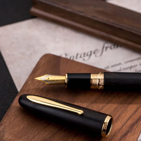 Hongdian 660 Wood Fountain Pen - Black GT Online now