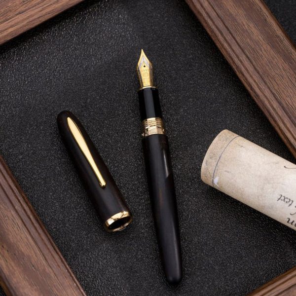 Hongdian 660 Wood Fountain Pen - Black GT Online now