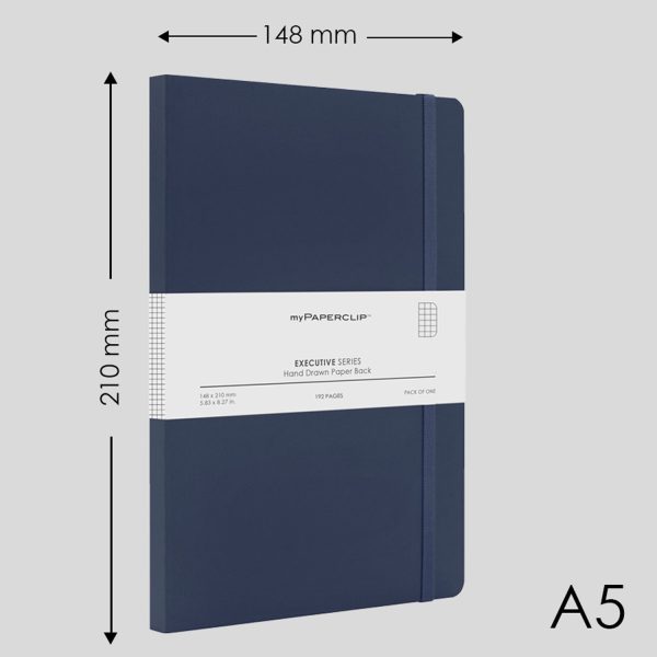 myPAPERCLIP Executive Series Soft Cover Notebook - Blue - A5 - Squared on Sale